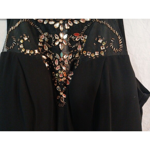 B. Darlin Junior/Womens Black And Gold High Neck Beaded Skater Dress Size 1/2 - Picture 8 of 16